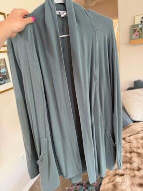 Athleta Sage Green Open-Front Drapey Cardigan